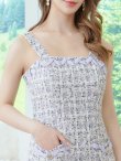 画像4: [送料無料][GINZA COUTURE]パープル・アイボリー・ノースリーブ・ツイード・リボン・ビジューボタン・ポケット・金糸・タイト・ミニドレス・ワンピース[即日発送][大きいサイズあり] (4)