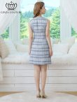 画像9: [送料無料][GINZA COUTURE]ピンク・ブルー・チェック柄・ツイード・ノースリーブ・ビジューボタン・ポケット・Aライン・ミニドレス・ワンピース[即日発送][大きいサイズあり] (9)