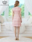 画像3: [送料無料][GINZA COUTURE]ピンク・ブルー・チェック柄・ツイード・ノースリーブ・ビジューボタン・ポケット・Aライン・ミニドレス・ワンピース[即日発送][大きいサイズあり] (3)