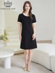 画像7: [送料無料][GINZA COUTURE]アイボリー・ブラック・ワンカラー・シンプル・スパンコール・無地・フリル・半袖・Aライン・ミニドレス・ワンピース[即日発送][大きいサイズあり] (7)