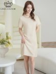 画像2: [送料無料][GINZA COUTURE]アイボリー・ブラック・ワンカラー・シンプル・スパンコール・無地・フリル・半袖・Aライン・ミニドレス・ワンピース[即日発送][大きいサイズあり] (2)
