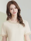 画像4: [送料無料][GINZA COUTURE]アイボリー・ブラック・ワンカラー・シンプル・スパンコール・無地・フリル・半袖・Aライン・ミニドレス・ワンピース[即日発送][大きいサイズあり] (4)