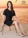 画像6: [送料無料][GINZA COUTURE]ブラック・アイボリー・ワンカラー・ラインストーン・フリルスリーブ・プリーツ・シースルー・シンプル・Aライン・ミニドレス・ワンピース[即日発送][大きいサイズあり] (6)