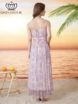 画像9: [送料無料][GINZA COUTURE]イエロー・パープル・シフォン・プリント・キャミソール・Vネック・ラインストーン・ペプラム・Aライン・ロングドレス[即日発送][大きいサイズあり (9)