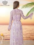 画像6: [送料無料][GINZA COUTURE]イエロー・パープル・シフォン・プリント・フリル・長袖・ボレロ[即日発送][大きいサイズあり] (6)