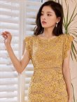 画像9: [送料無料][GINZA COUTURE]ホワイト・イエロー・ピンク・オレンジ・総レース・パイピング・ノースリーブ・タイト・ミニドレス・ワンピース[即日発送][大きいサイズあり] (9)