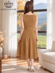 画像9: [送料無料][GINZA COUTURE]マスタード・ブラウン・ピンク・パープル・ベージュ・ネイビー・ホワイト・ブラック・レッド・ワンカラー・スカーフポイント・ノースリーブ・Aライン・無・・ミディアムドレス・ワンピース[即日発送][大きいサイズあり] (9)