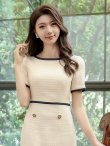 画像16: [送料無料][GINZA COUTURE]ワインレッド・ブラック・ベージュ・スリーブドレス・タイト・ミディアムドレス・ワンピース[即日発送][大きいサイズあり] (16)