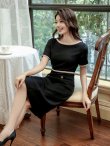 画像12: [送料無料][GINZA COUTURE]ワインレッド・ブラック・ベージュ・スリーブドレス・タイト・ミディアムドレス・ワンピース[即日発送][大きいサイズあり] (12)