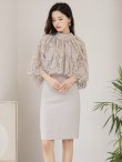 画像3: [送料無料][GINZA COUTURE]ベージュ・レースケープ・2WAY・膝丈・ノースリーブ・タイト・ミニドレス・ワンピース[即日発送][大きいサイズあり] (3)