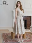 画像2: [送料無料][GINZA COUTURE]ベージュ・総レース・vネック・ノースリーブ・Aライン・ミディアムドレス・ワンピース[即日発送][大きいサイズあり] (2)