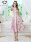 画像11: [送料無料][GINZA COUTURE]グレー・ピンク・ブラック・花柄・ジャガード・ノースリーブ・Aライン・ミディアムドレス・ワンピース[即日発送][大きいサイズあり] (11)