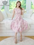 画像12: [送料無料][GINZA COUTURE]グレー・ピンク・ブラック・花柄・ジャガード・ノースリーブ・Aライン・ミディアムドレス・ワンピース[即日発送][大きいサイズあり] (12)