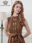 画像20: [送料無料][GINZA COUTURE]ワインレッド・ブラック・ピンク・ブラウン・ドット・金ボタン・ポケット・リボンベルト・ノースリーブ・Aライン・ミディアムドレス・ワンピース[即日発送][大きいサイズあり] (20)