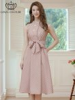 画像1: [送料無料][GINZA COUTURE]ピンク・ブラック・ワインレッド・ブラウン・グリーン・ボタン・ノースリーブ・Aライン・ミディアムドレス・ワンピース[即日発送][大きいサイズあり] (1)
