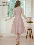 画像3: [送料無料][GINZA COUTURE]ピンク・ブラック・ワインレッド・ブラウン・グリーン・ボタン・ノースリーブ・Aライン・ミディアムドレス・ワンピース[即日発送][大きいサイズあり] (3)