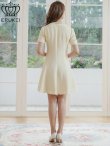 画像3: [送料無料][GINZA COUTURE]アイボリー・リボン・半袖・ラインストーン・フェイクポケット・Aライン・ミニドレス・ワンピース[即日発送][大きいサイズあり] (3)