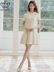 画像5: [送料無料][GINZA COUTURE]アイボリー・リボン・半袖・ラインストーン・フェイクポケット・Aライン・ミニドレス・ワンピース[即日発送][大きいサイズあり] (5)