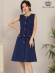 画像7: [送料無料][GINZA COUTURE]オレンジ・ネイビー・ピンク・ベージュ・ツイード・ノースリーブ・Aライン[即日発送][大きいサイズあり] (7)