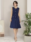 画像11: [送料無料][GINZA COUTURE]オレンジ・ネイビー・ピンク・ベージュ・ツイード・ノースリーブ・Aライン[即日発送][大きいサイズあり] (11)