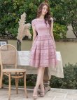 画像5: [送料無料][ERUKEI]ピンク・ネイビー・ホワイト・フレンチスリーブ・ケミカルレース・Ａライン・ミディアムドレス・ワンピース[即日発送][大きいサイズあり] (5)