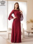 画像2: [送料無料][ERUKEI]ワインレッド・ホワイト・レッド・ネイビー・総レース・ベルスリーブ・シアー・Aライン・エレガント・ロングドレス[即日発送][大きいサイズあり] (2)