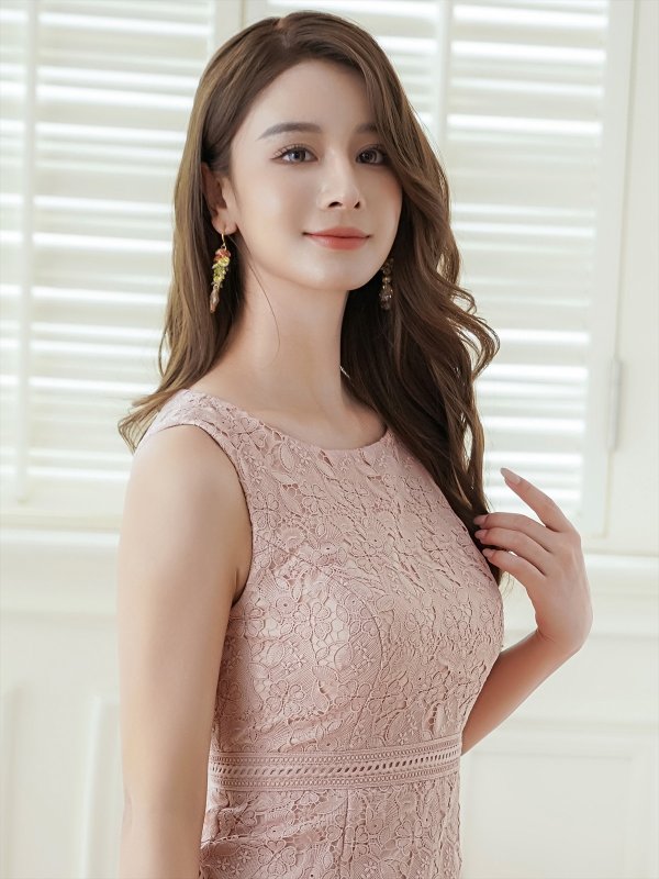 画像20: [送料無料][ERUKEI]ホワイト・ブルー・ネイビー・ピンク・総レース・ノースリーブ・マーメイド・ミディアムドレス・ワンピース[即日発送][大きいサイズあり] (20)