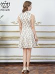 画像3: [送料無料][ERUKEI]アイボリー×ブラック・ピンク×ブラック・ドット・ノースリーブ・プチハイネック・リボン・Aライン・ミニドレス・ワンピース[即日発送][大きいサイズあり] (3)