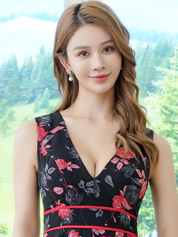 画像10: [送料無料][ERUKEI]イエロー・レッド・花柄・ノースリーブ・Vネック・ティアード・フレア・Aライン・ミニドレス・ワンピース[即日発送][大きいサイズあり] (10)