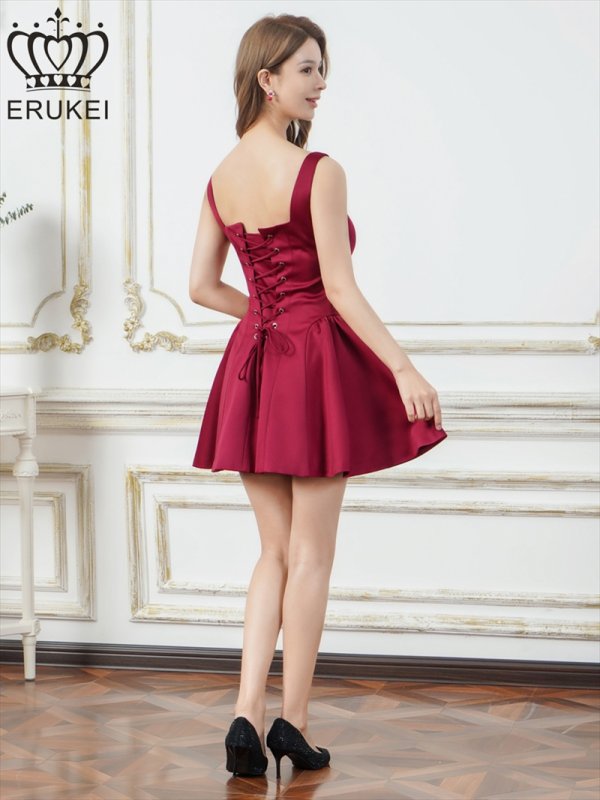 画像9: [送料無料][ERUKEI]レッド×ホワイト・アンゴラレッド・アイボリー×ブラック・ドット・ワンカラー・ノースリーブ・フロントジップ・バックスピンドル・Aライン・フレア・ミニドレス・ワンピース[即日発送][大きいサイズあり] (9)