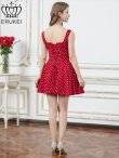 画像3: [送料無料][ERUKEI]レッド×ホワイト・アンゴラレッド・アイボリー×ブラック・ドット・ワンカラー・ノースリーブ・フロントジップ・バックスピンドル・Aライン・フレア・ミニドレス・ワンピース[即日発送][大きいサイズあり] (3)