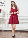 画像5: [送料無料][ERUKEI]ワインレッド・ホワイト・ブルー・総レース・ケミカルレース・ノースリーブ・Vネック・Aライン・ミニドレス・ワンピース[即日発送][大きいサイズあり] (5)
