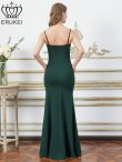 画像15: [送料無料][ERUKEI]ワインレッド・ホワイト・グリーン・マスタード・ネイビー・ワンカラー・シンプル・キャミソール・Vカット・シアー・スリット・タイト・マーメイド・ロングドレス[即日発送][大きいサイズあり] (15)