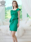 画像2: [送料無料][ERUKEI]グリーン・ワンカラー・シンプル・アシンメトリー・変形・フリル・ノースリーブ・タイト・ミニドレス・ワンピース[即日発送][大きいサイズあり] (2)