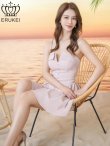 画像6: [送料無料][ERUKEI]ピンク・ワンカラー・胸元Vカット・キャミソール・フレア・Aライン・ノースリーブ・ミニドレス・ワンピース[即日発送][大きいサイズあり] (6)
