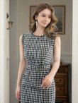 画像4: [送料無料][GINZA COUTURE]ブラック×ホワイト・ツイード・タイト・ベルト付き・ミニドレス・ワンピース[即日発送][大きいサイズあり] (4)