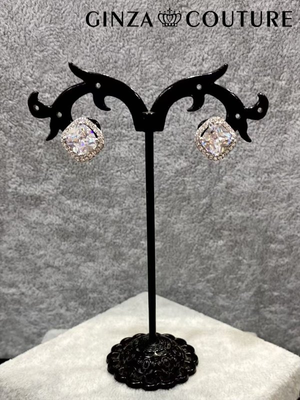 画像5: [ジュエリー][イヤリング]ゴールド・シルバー・クリアストーン・ビジュー・スクエアカット・イヤリング[即日発送] (5)