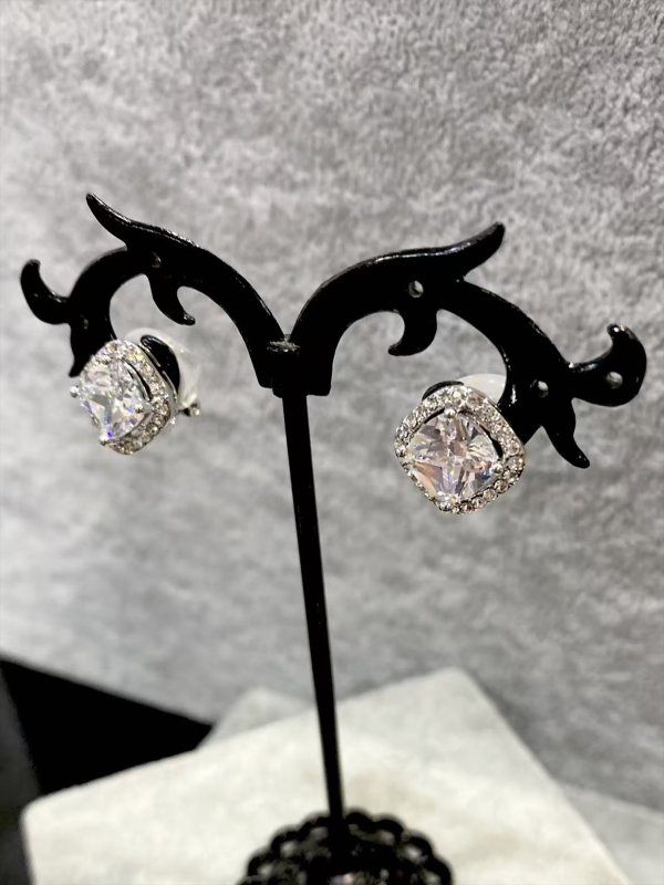 画像6: [ジュエリー][イヤリング]ゴールド・シルバー・クリアストーン・ビジュー・スクエアカット・イヤリング[即日発送] (6)