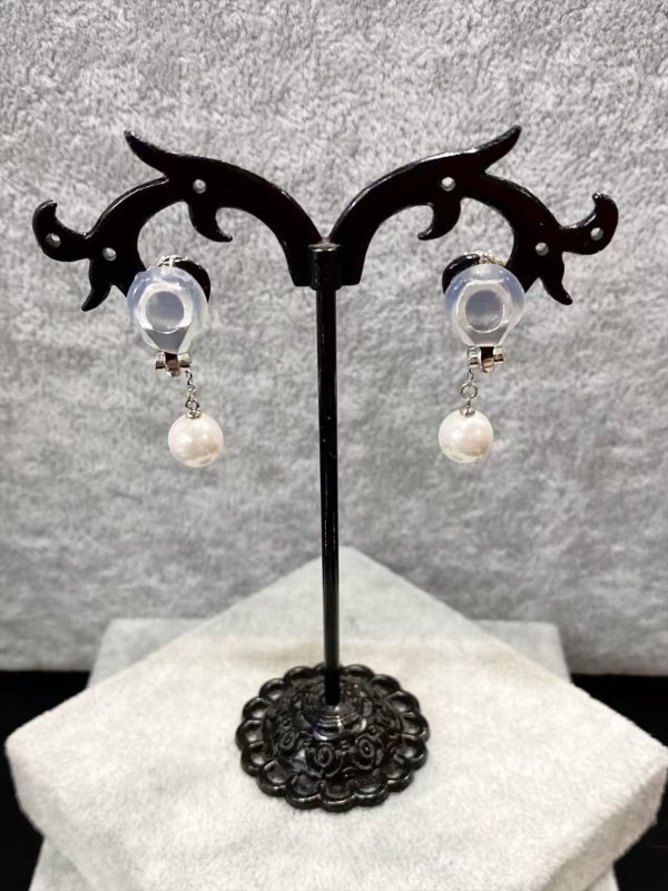 画像3: [ジュエリー][イヤリング]シルバー・クリアストーン・ビジュー・フラワーモチーフ・パール・イヤリング[即日発送] (3)