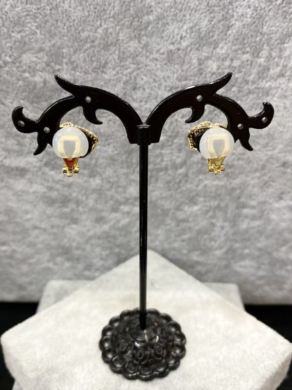 画像3: [ジュエリー][イヤリング]ゴールド×ブラック・ゴールド×ホワイト・フラワーモチーフ・ラインストーン・イヤリング[即日発送] (3)