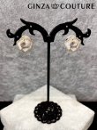 画像5: [ジュエリー][イヤリング]ゴールド×ブラック・ゴールド×ホワイト・フラワーモチーフ・ラインストーン・イヤリング[即日発送] (5)