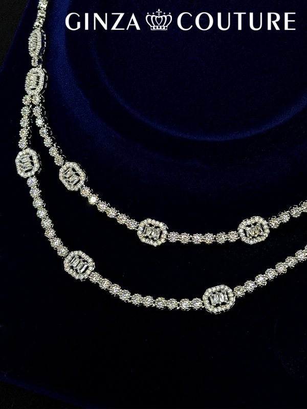 画像2: [アクセサリーセット]シルバー・ビジュー・スクエアカット・ストーン・ネックレス・ピアス・ブレスレット・リング・アクセサリーセット[即日発送] (2)