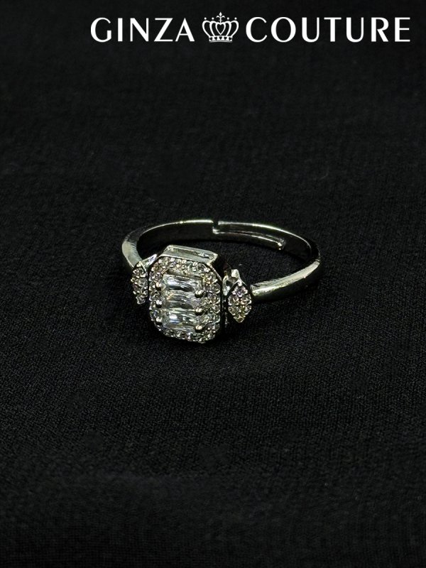 画像5: [アクセサリーセット]シルバー・ビジュー・スクエアカット・ストーン・ネックレス・ピアス・ブレスレット・リング・アクセサリーセット[即日発送] (5)