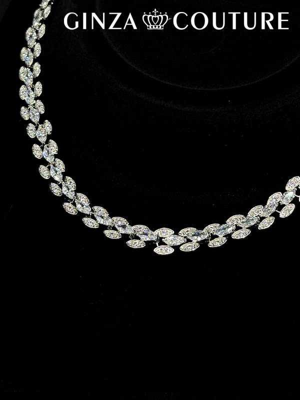 画像2: [アクセサリーセット]シルバー・ビジュー・ストーン・ネックレス・ピアス・アクセサリーセット[即日発送] (2)