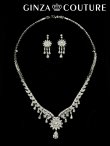 画像1: [アクセサリーセット]シルバー・ビジュー・ストーン・フラワーモチーフ・ネックレス・ピアス・アクセサリーセット[即日発送] (1)