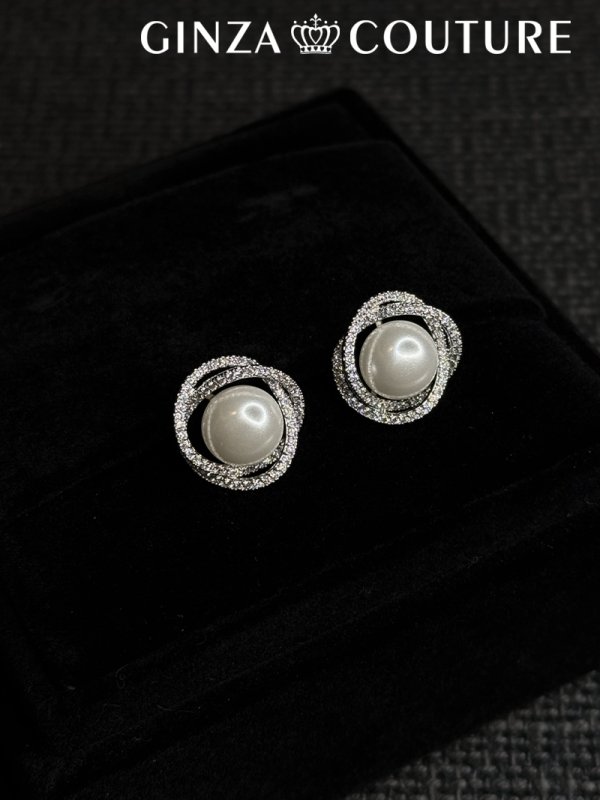 画像1: [ジュエリー][ピアス]シルバー・ストーン・パール・シンプル・スタッドピアス (1)