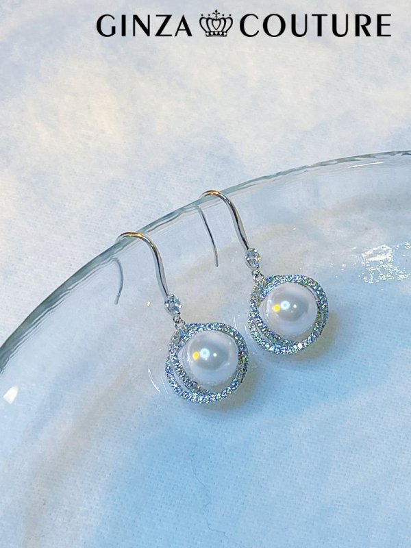 画像3: [ジュエリー][ピアス]ゴールド×ピンク・シルバー×ホワイト・ストーン・パール・フックピアス[即日発送] (3)