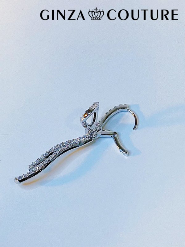 画像2: [ジュエリー][ピアス]シルバー・ストーン・リボン・・ハギーピアス[即日発送] (2)