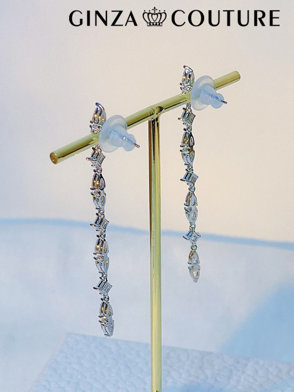 画像3: [ジュエリー][ピアス]ゴールド・シルバー・ストーン・ロング・スタッドピアス[即日発送] (3)