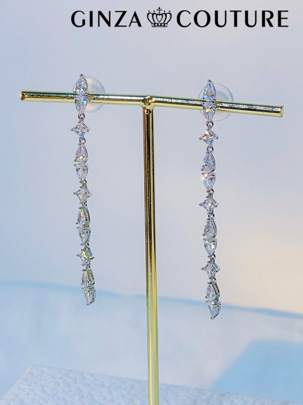 画像4: [ジュエリー][ピアス]ゴールド・シルバー・ストーン・ロング・スタッドピアス[即日発送] (4)